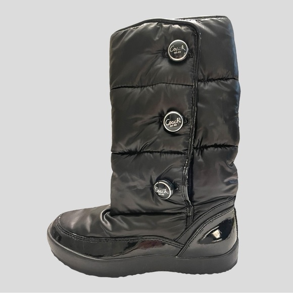 COACH POLINA BLACK NYLON PUFFER BOOTS SIZE 6B - Picture 2 of 14
